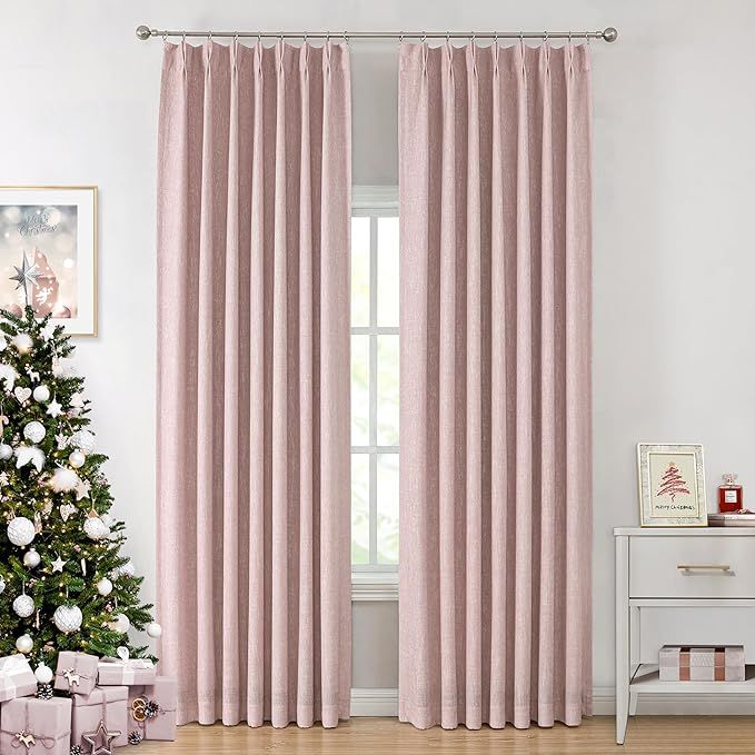 Vision Home Pink Total Blackout Curtains Pinch Pleated Room Darkening Window Panels 95 inch for G... | Amazon (US)