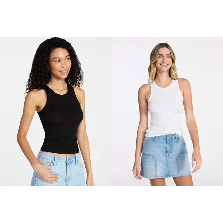 No Boundaries Ribbed High Neck Tank Top, Women's XXS-XXL | Walmart (US)