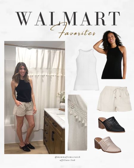 Walmart favorites under $25 stylish and perfect for spring and summer! 
Knit top, linen shorts, sandals, curtains. 


#walmartpartner 
#walmartfashion

#LTKfindsunder50 #LTKhome #LTKstyletip