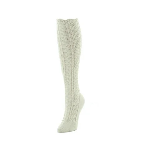 MeMoi Pointelle Braid Chunky Knit Knee-High Socks One Size / Ivory MF6 5703 | Walmart (US)