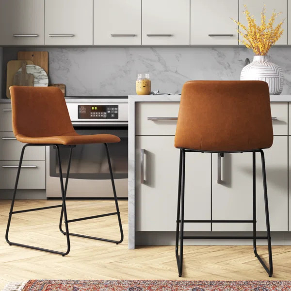 Liekele Commercial Grade LeatherSoft Upholstered Bar & Counter Stools (Set of 2) | Wayfair North America