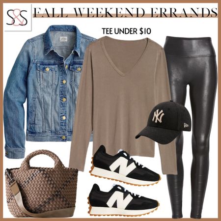 The perfect fall color way! A denim jacket with faux leather leggings goes great with new balance sneakers!

#LTKSeasonal #LTKover40 #LTKstyletip