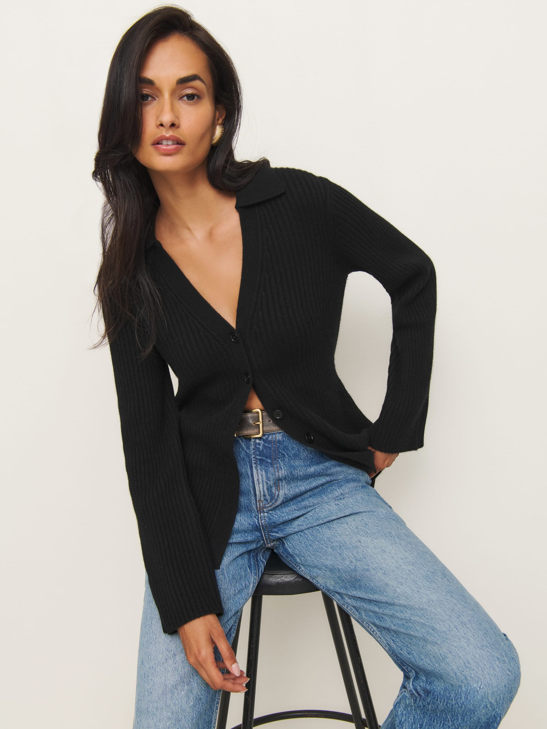 Shea Cashmere Collared Cardigan | Reformation (Global)