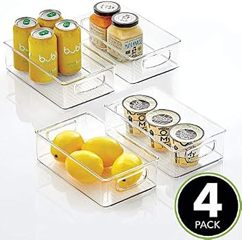 mDesign Plastic Kitchen Pantry Cabinet, Refrigerator or Freezer Food Storage Bins with Handles - ... | Amazon (US)