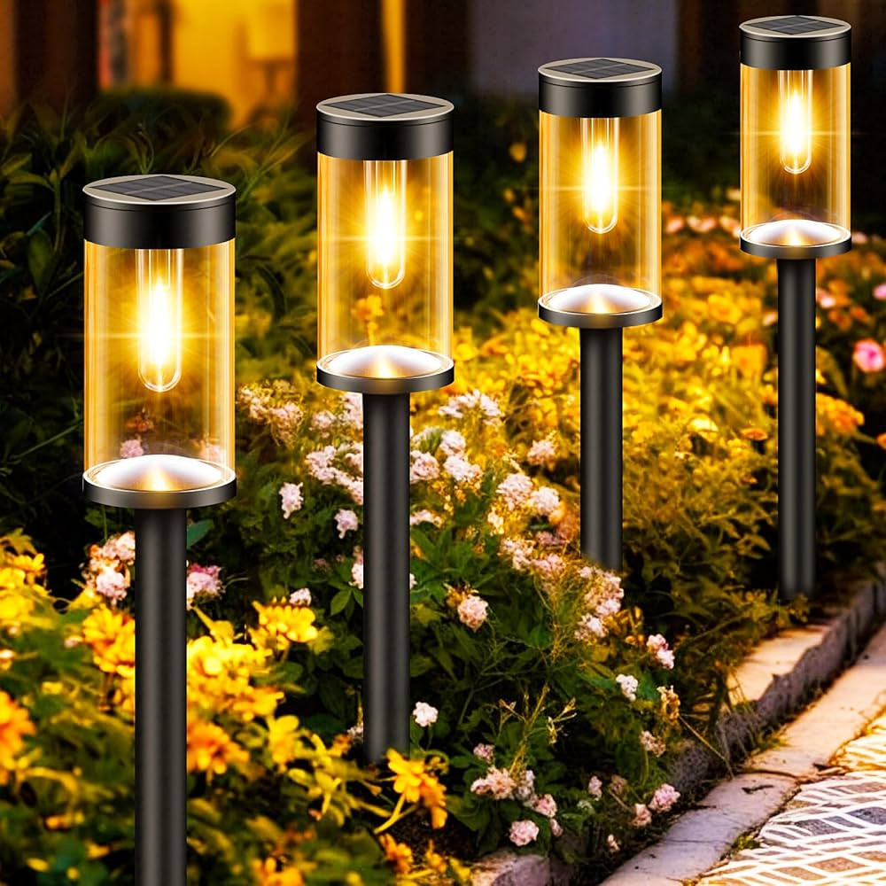 nipify Solar Pathway Lights Outdoor, 4 Packs Fully Transparent Solar Lights for Outside Garden Wa... | Amazon (US)