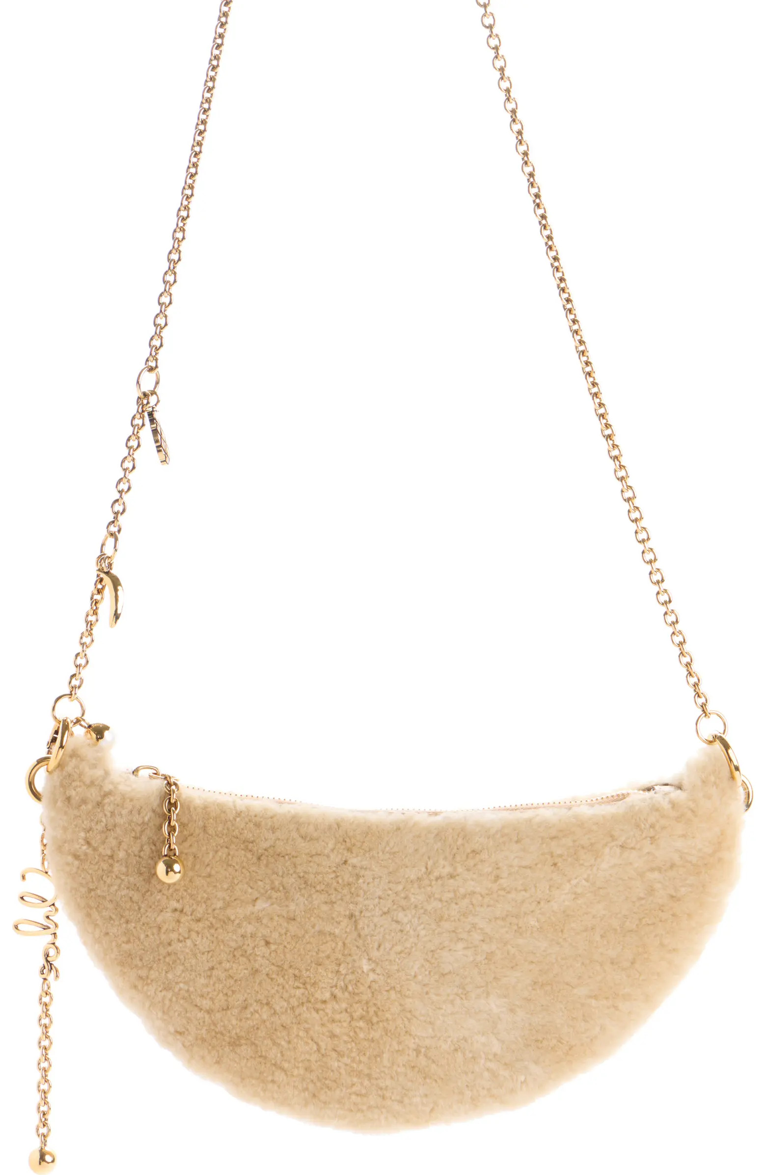 Mini Icons Genuine Shearling Half Moon Crossbody Bag | Nordstrom