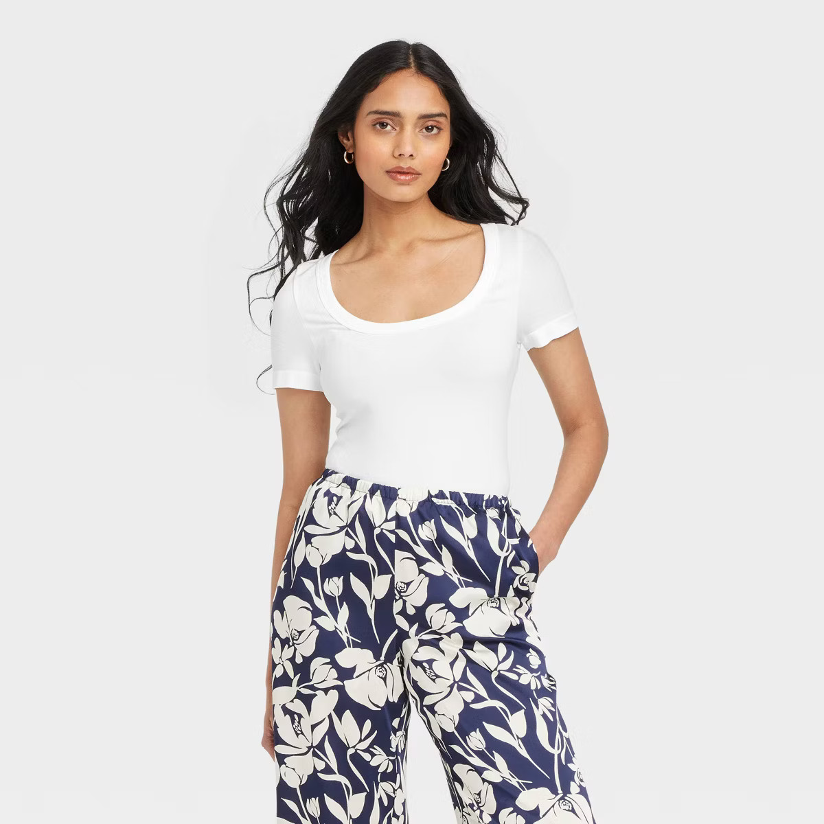 Women's Slim Fit Seamless Short Sleeve Square Neck Baby T-Shirt - A New Day™ | Target