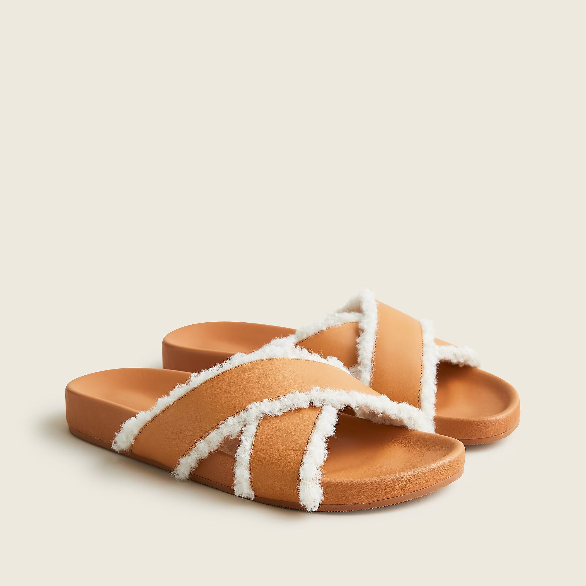 Pacific shearling cross-strap sandals | J.Crew US