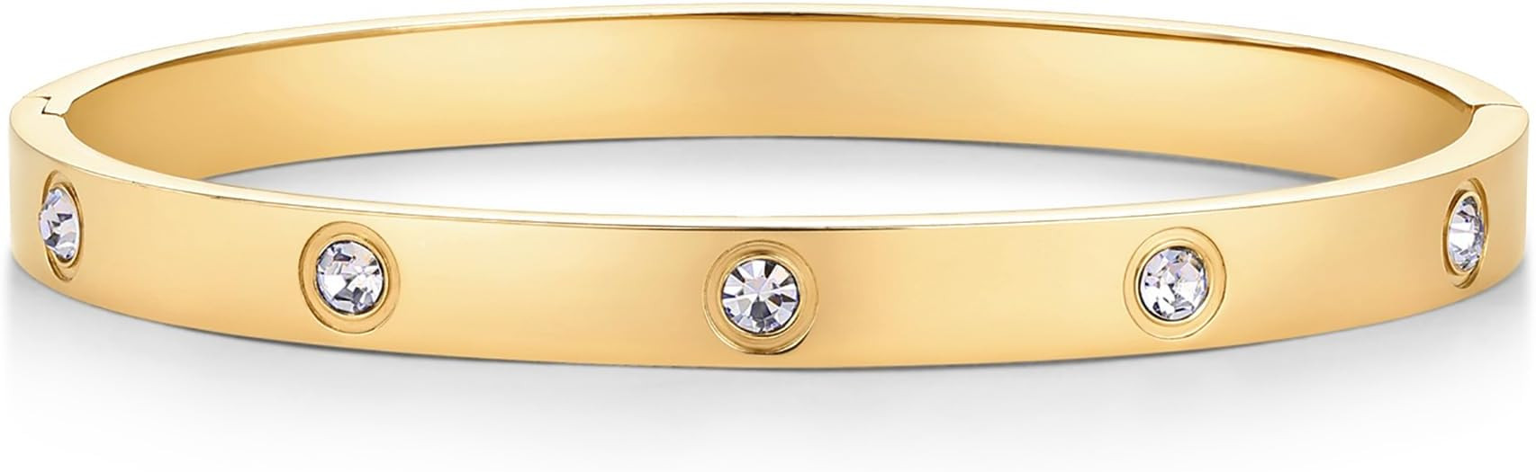PAVOI 14K Gold Plated Love Bangle Bracelets for Women | Waterproof Stainless Steel Cubic Zirconia... | Amazon (US)