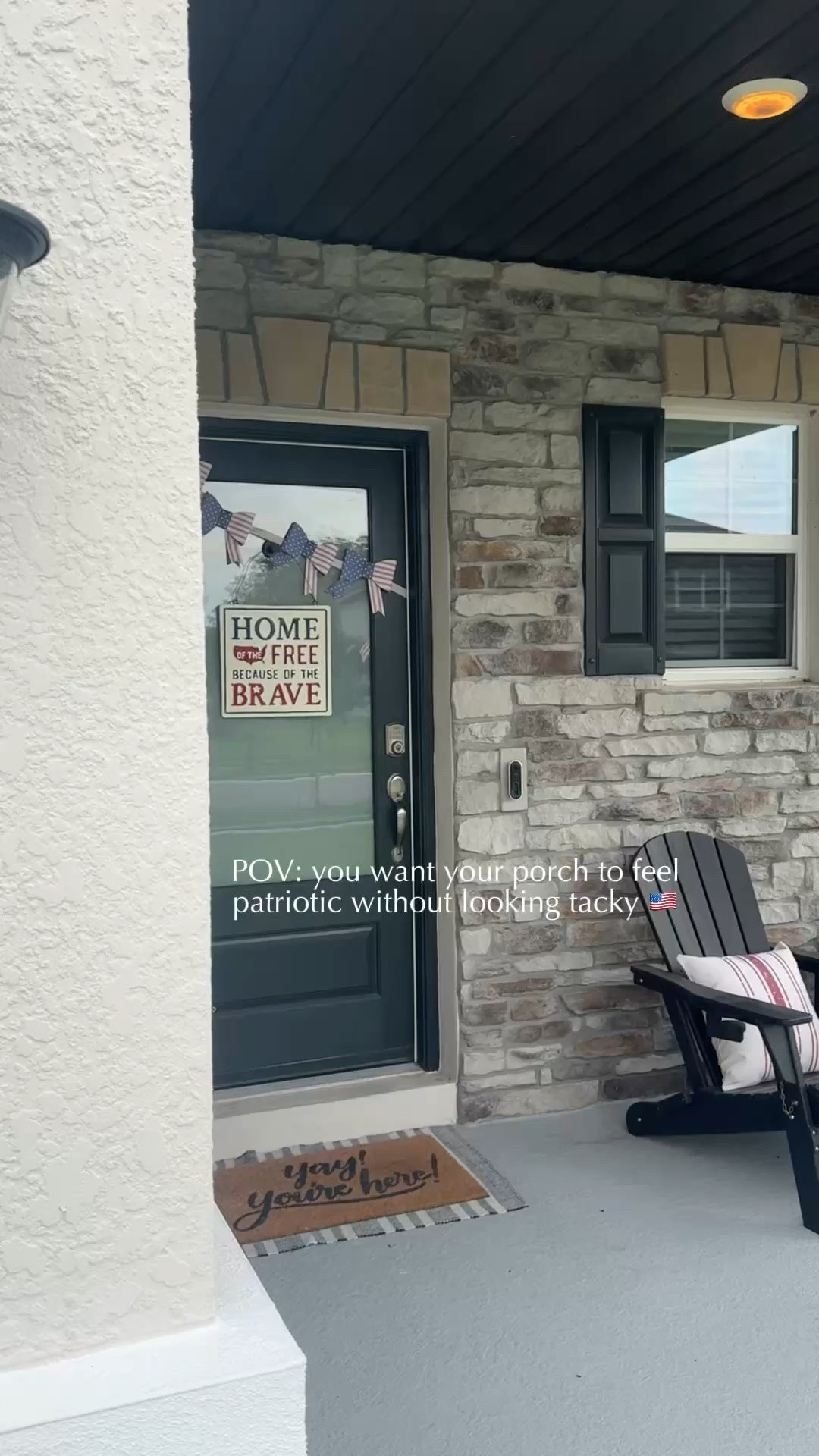 One of my favorite easy summer porch looks ❤️🤍💙

I love decorating for the 4th of July, but I also love decor that can stay up all summer long through Labor Day without feeling too holiday-specific. The mix of flags, striped pillows, layered neutrals, and simple paper banners gives it that classic Americana feel without looking overdone.

The paper banner was actually a $6 HomeGoods find, but I linked similar options along with the flag pole, chairs, pillow covers, and other porch details 🤍

And yes… these folding Adirondack chairs have survived the Florida heat for YEARS and still look so good 👏

patriotic porch decor, Americana porch, 4th of July porch, summer porch decor, front porch ideas, outdoor pillows, folding Adirondack chairs, outdoor entertaining, neutral patriotic decor, classic Americana style, cozy porch ideas, summer outdoor decor, flag pole, Labor Day decor, outdoor seating

#LTKSeasonal #LTKHome
