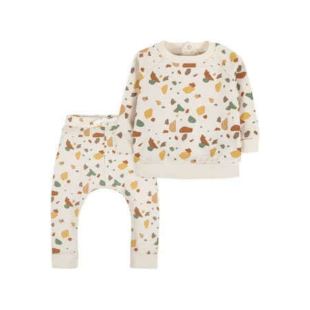 Little Star Organic Toddler Unisex Organic Cotton Sweatsuit Outfit Set, 2-Piece, Size 0-3 Months | Walmart (US)
