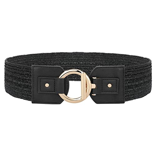 JASGOOD Straw Woven Elastic Belt for Women Vintage Wide Stretch Waistband for Dress Boho Ladies S... | Amazon (US)