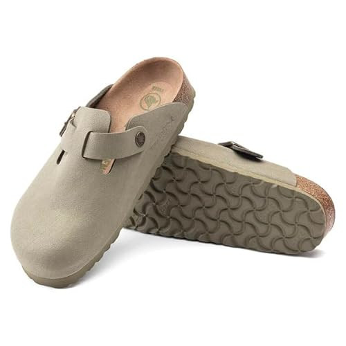 Birkenstock - Boston BS Birko-Flor Nubuck Clog with Cork Footbed and Vegan Design - Khaki - 1020506 | Amazon (US)