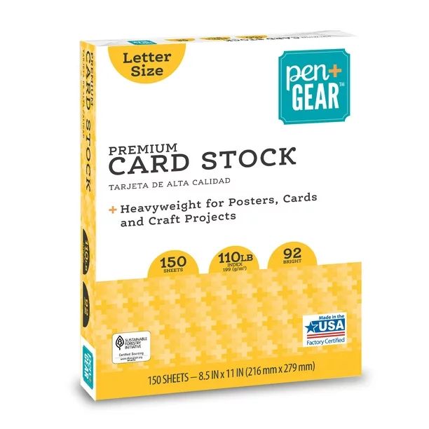 Pen + Gear White Premium Card Stock, 8.5 x 11, 110 lb, 150 Sheets - Walmart.com | Walmart (US)
