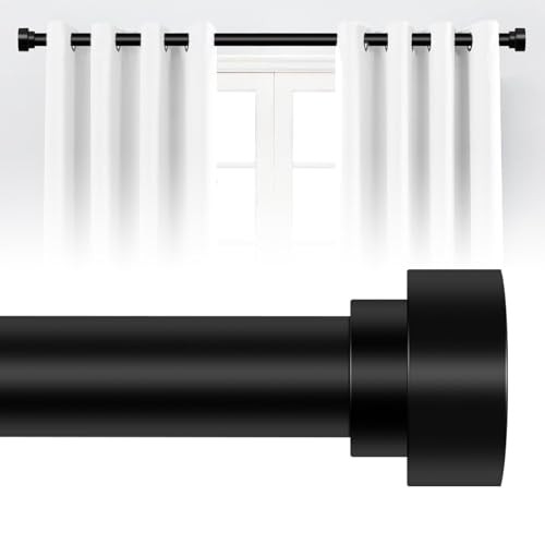 HEI! DEAR Black Curtain Rods for Windows 66 to 120 Inch(5.5-10ft),1 Inch Adjustable Curtain Rod,Heavy Duty Curtain Rods,Thicken Sturdy Drapery Rods,Single Telescoping Window Curtain Rod 66-120",Black | Amazon (US)