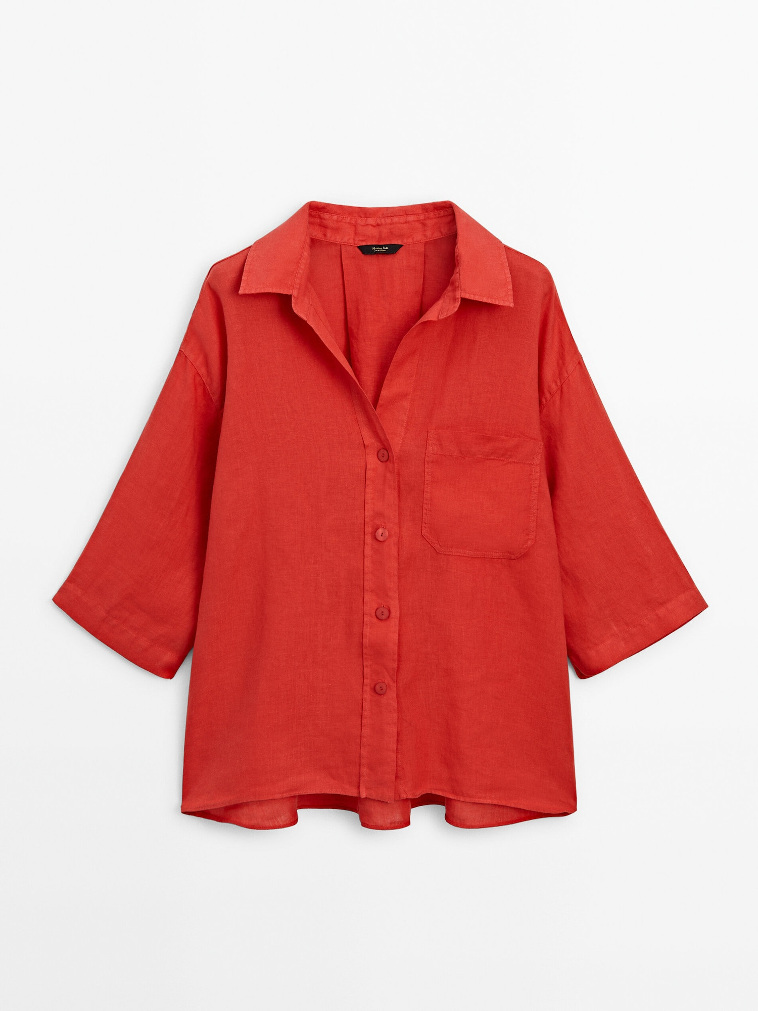 100% linen oversize short sleeve shirt | Massimo Dutti US