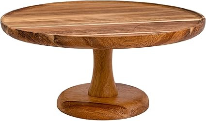 Acacia Wood Cake Stand - 10 inch Durable Rustic Wooden Cake Stand for Weddings Birthday Parties -... | Amazon (US)