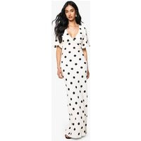 Womens Polka Dot Puff Sleeve Maxi Dress - White - 10 | boohoo (US & Canada)
