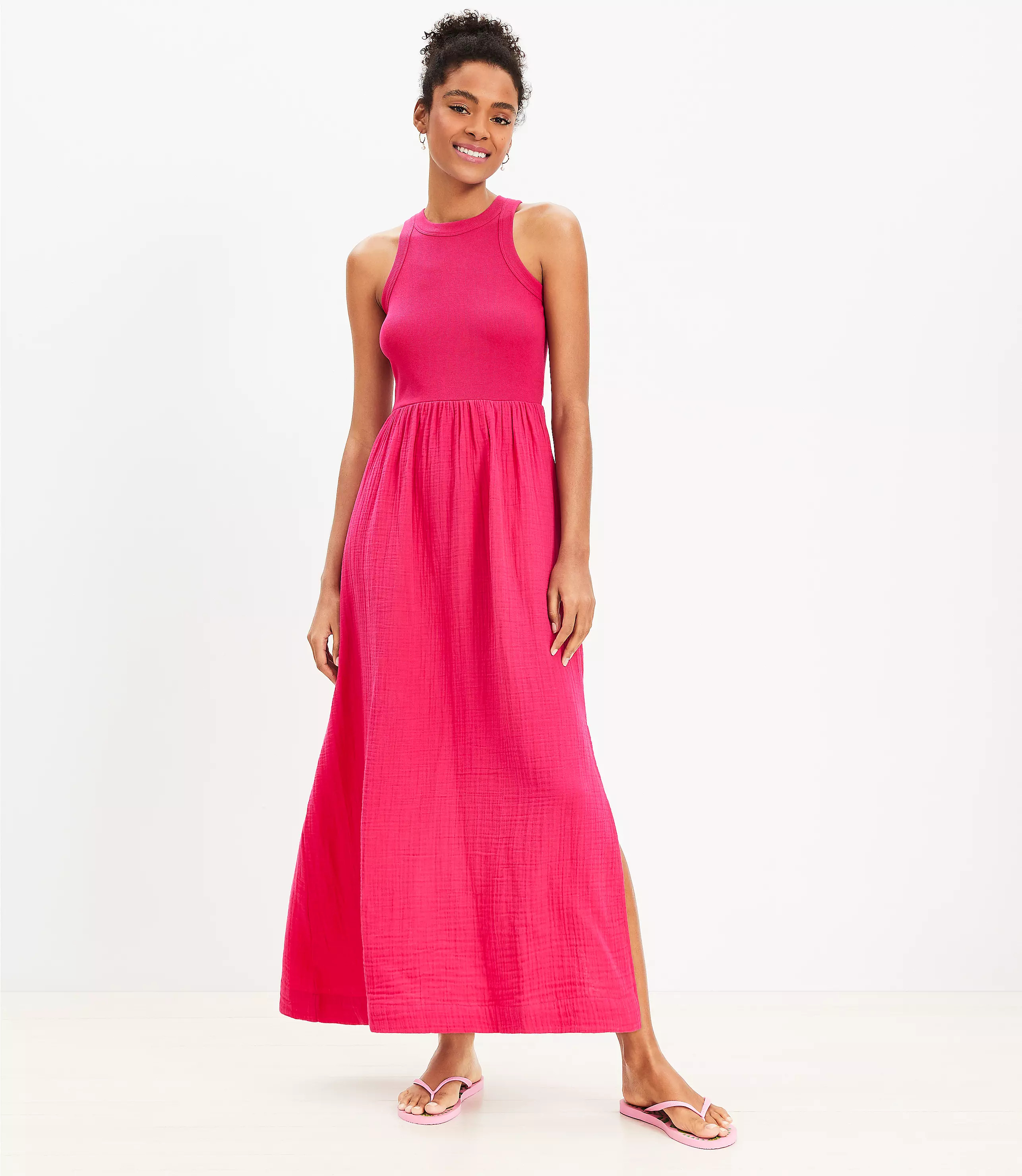 LOFT Beach Mixed Media Pocket Maxi Dress | LOFT