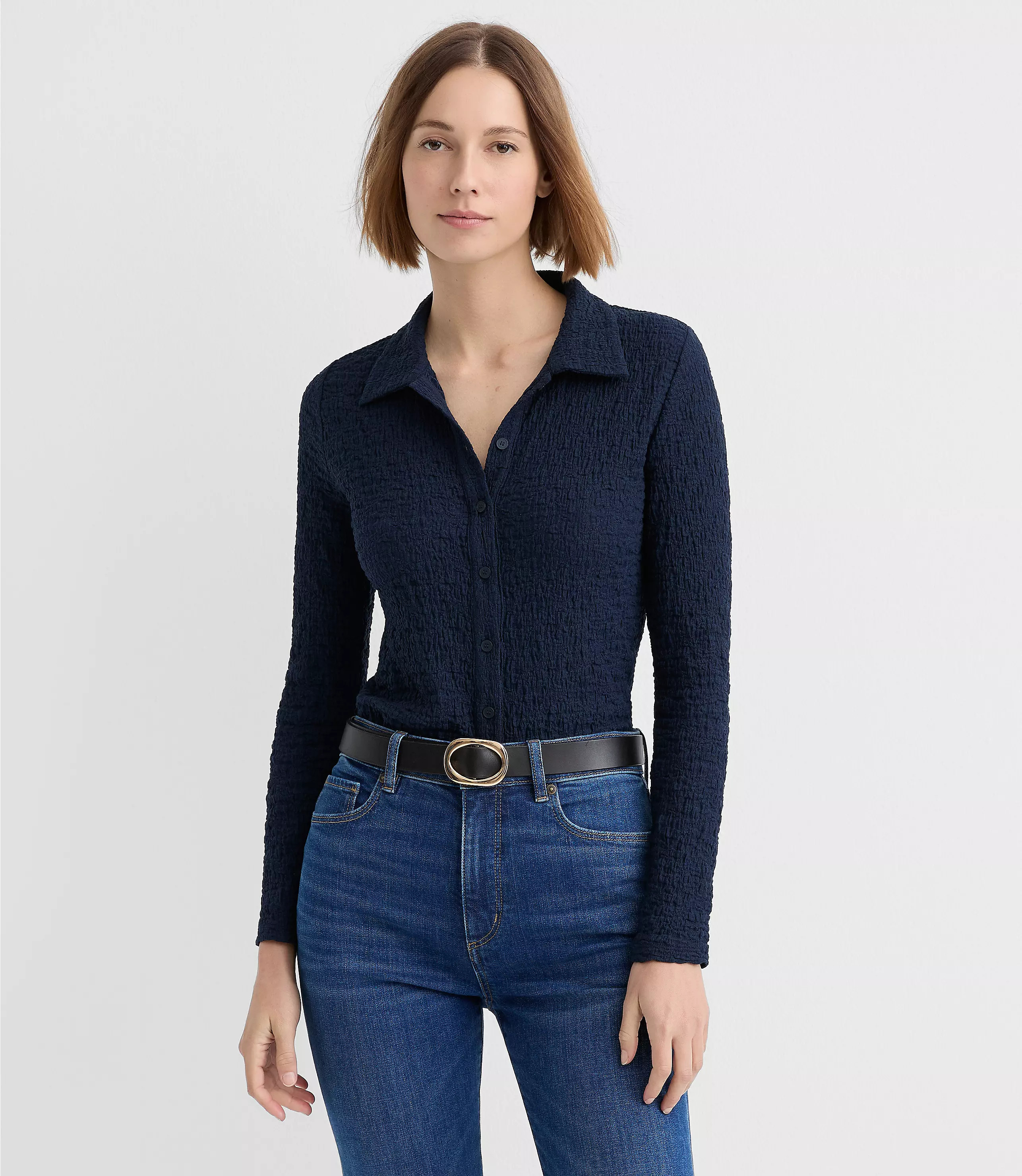 Puckered Knit Shirt | LOFT