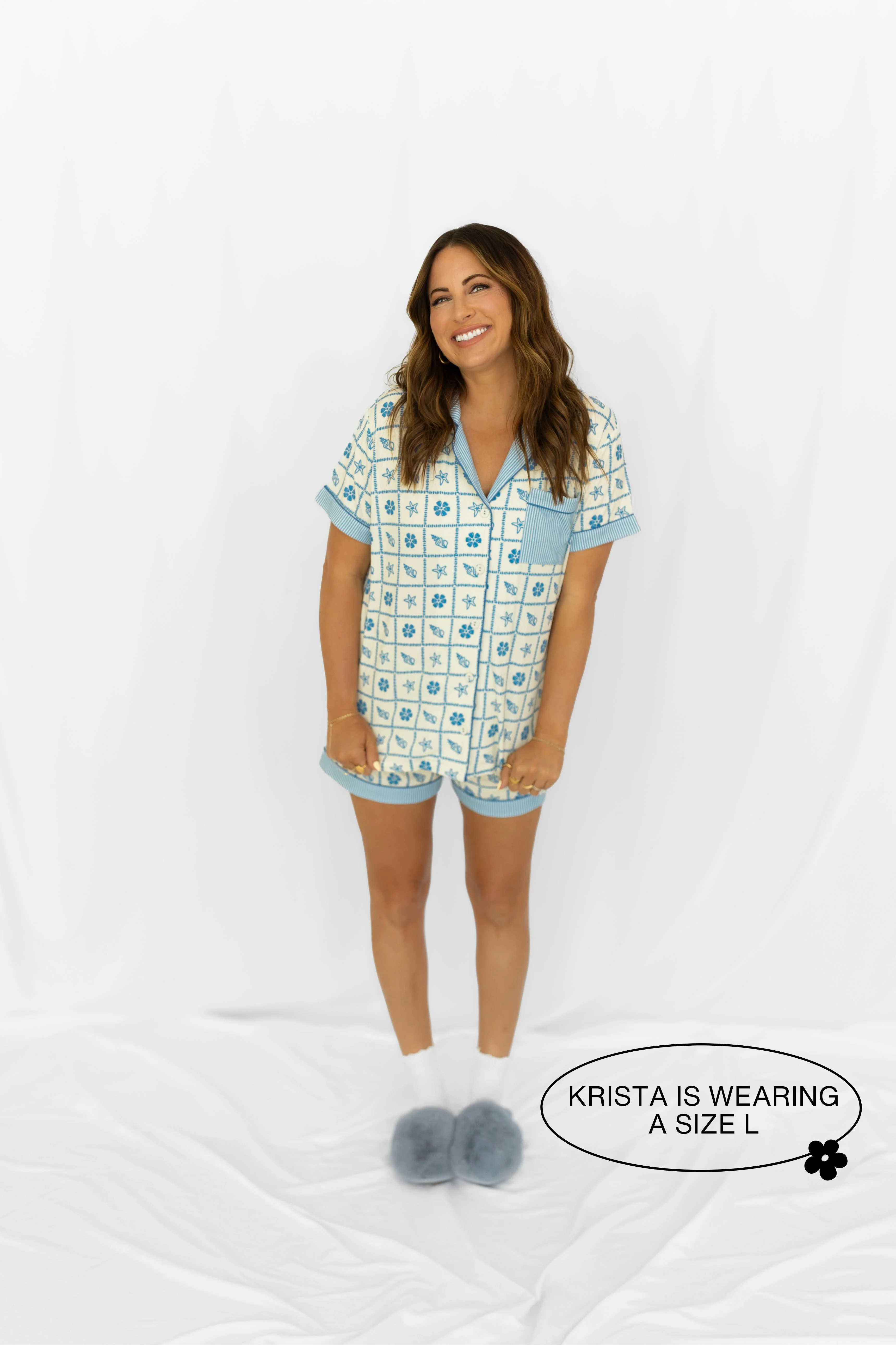 Blue Tile Ribbed Short Pajama Set | Shop Staykation
