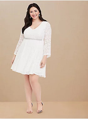 Mini Lace Bell Trapeze Dress | Torrid (US & Canada)