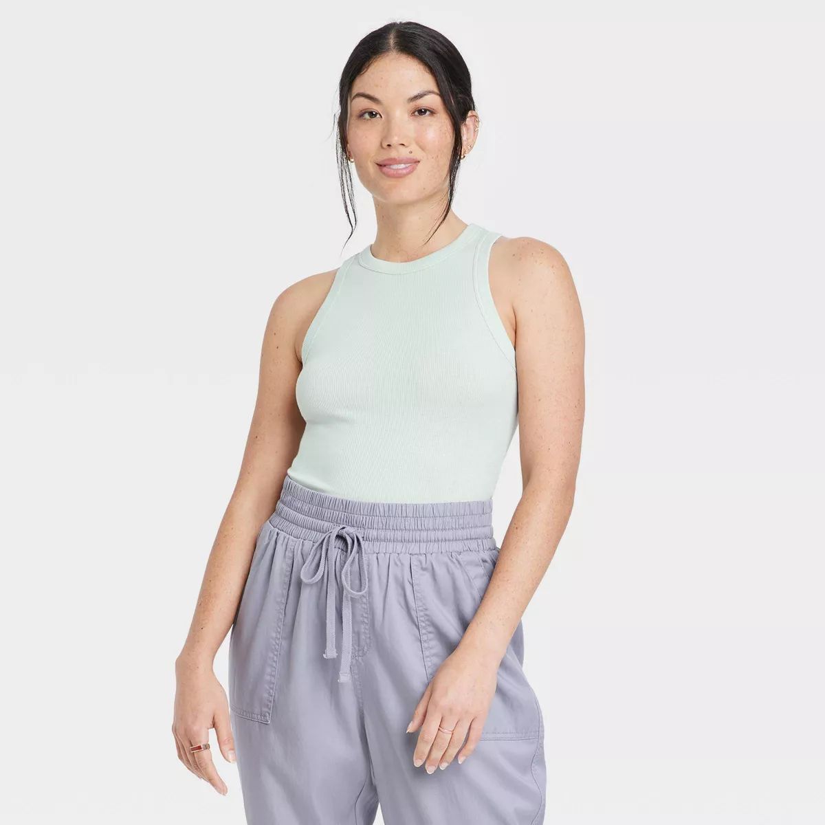 Women's Slim Fit Ribbed High Neck Tank Top - A New Day™ | Target