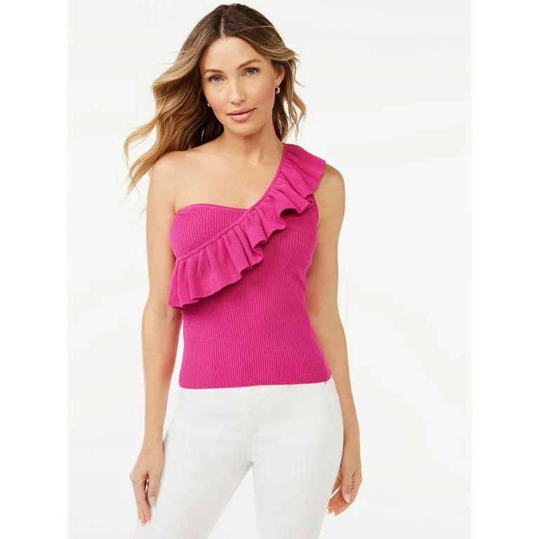 Sofia Jeans by Sofia Vergara Women's One Shoulder Bustier Tank Top | Walmart (US)