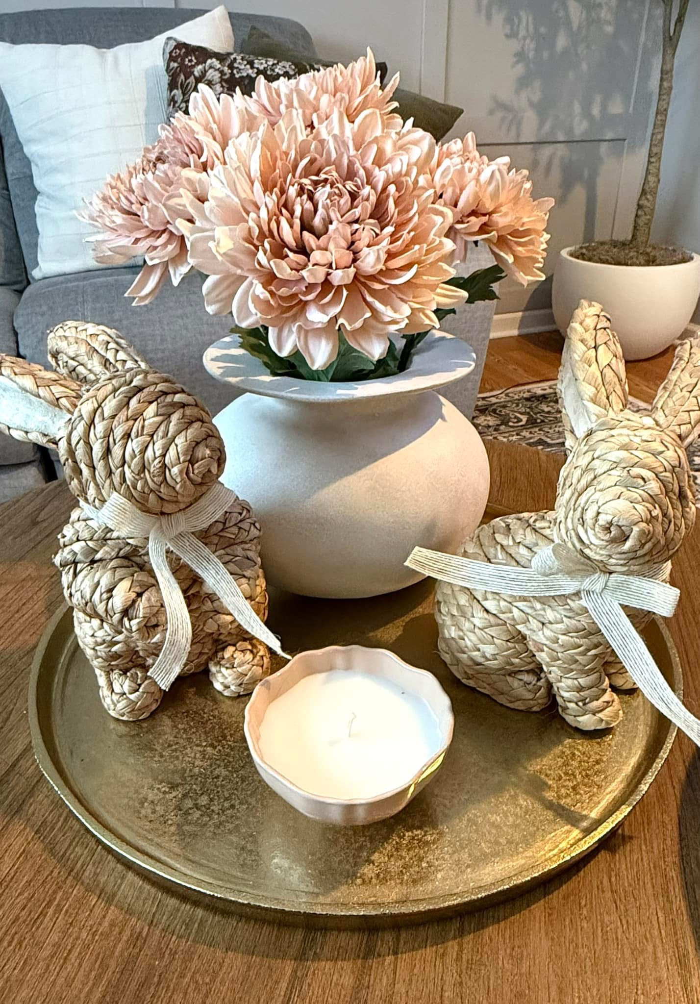 Spring Coffee Table Refresh all from Target! 
Added a cute light pink candle to my vase and flowers. The bunnies are adorable!

#LTKU #LTKHome #LTKWatchNow

#LTKFindsUnder50