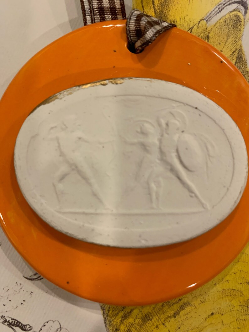 Classic Italian Intaglio Mounted on Bright Designer Orange Disc Ornaments - Etsy | Etsy (US)