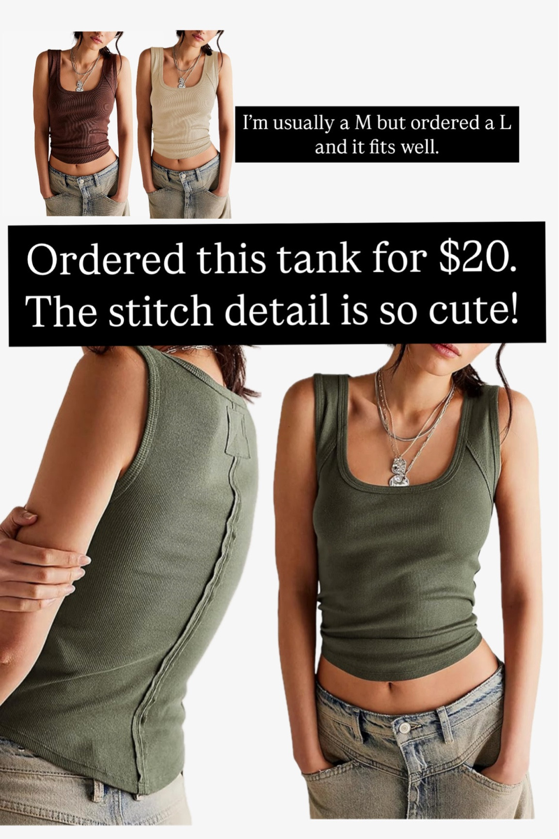 Free People dupe 
Spring clothes 
summer clothes 
Summer tank top 
Summer fashion 
Spring fashion 
Amazon find 

#LTKFindsUnder50 #LTKSaleAlert #LTKOver40