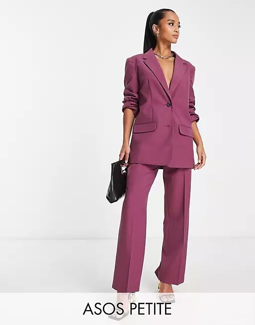 ASOS DESIGN Petite mix & match slim boy suit blazer in plum | ASOS (Global)
