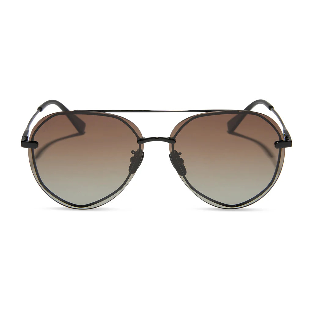 LENOX - BLACK + BLACK TEMPLE TIPS + BROWN GRADIENT + POLARIZED SUNGLASSES | DIFF Eyewear