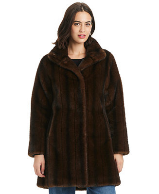 Women's Collared Faux-Fur Coat | Macy's