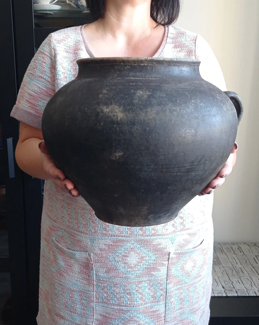 Old large black clay pot, Wabi Sabi pot, Black clay vessel, Large vintage clay vase, Rustic decor... | Etsy (US)