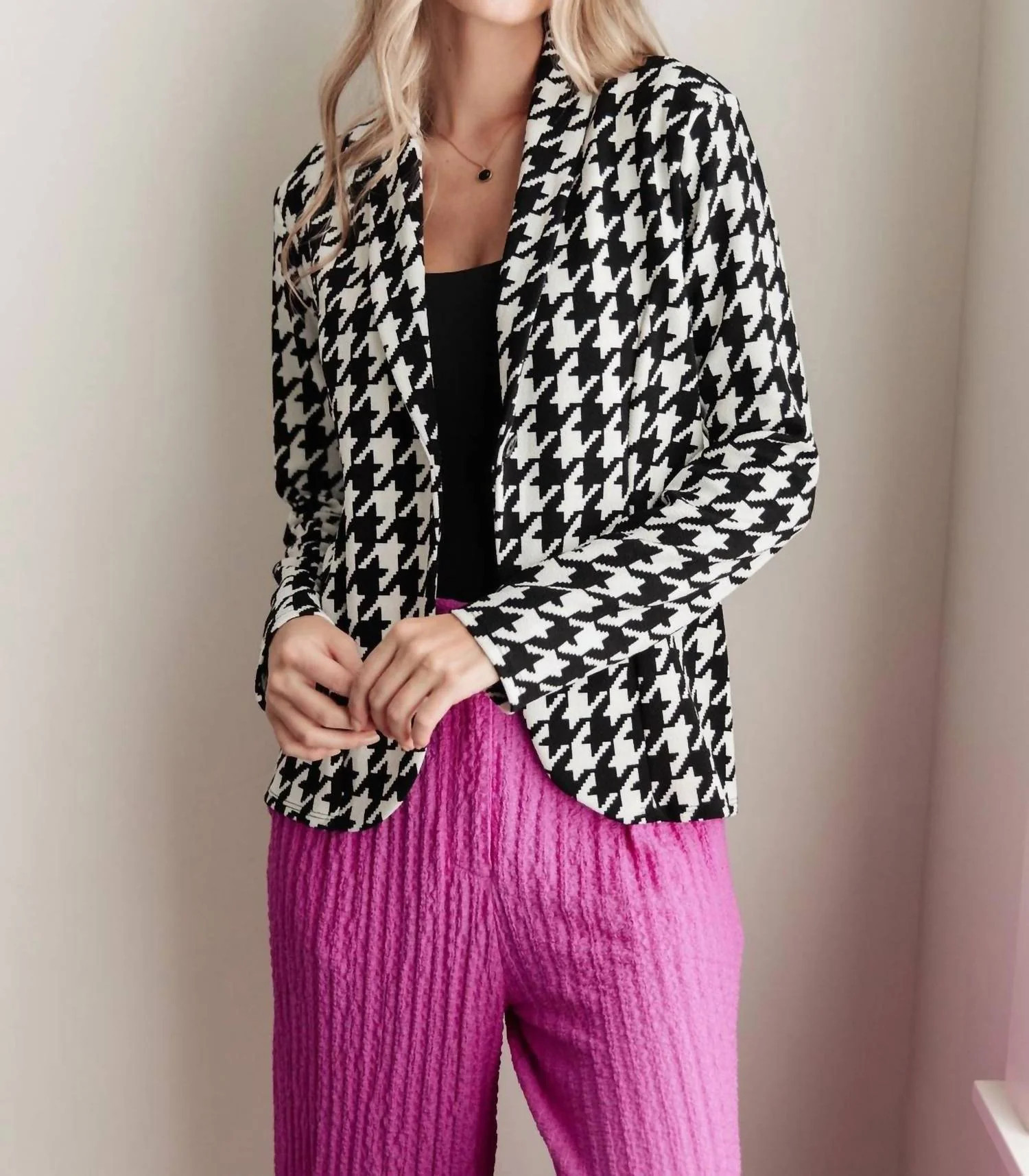 Home Base Houndstooth Blazer In Black | Shop Simon