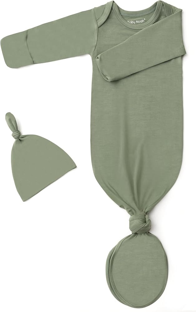 Baby Noah Newborn Knotted Gown for Boy Girls, Newborn Coming Home From Hospital Outfit, Baby Tie Gown Nightgown | Amazon (US)