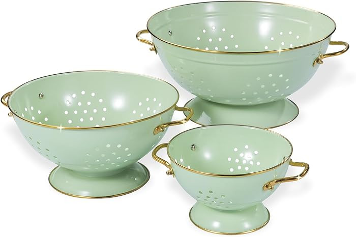 Metal Colander Set of 3, Strainer Basket with Handles perfect for Spaghetti, Pasta, Berry, Vegeta... | Amazon (US)
