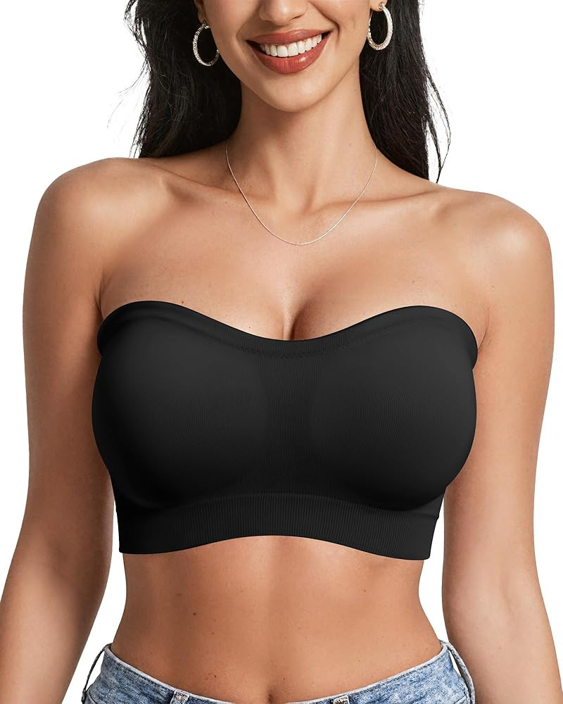 OEAK Strapless Bras for Women Wireless Bandeau Bra Non Slip Push Up Tube Top Seamless Bras Comfor... | Amazon (US)