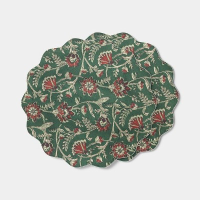 2pk Holiday Floral Reversible Charger - Threshold™ | Target