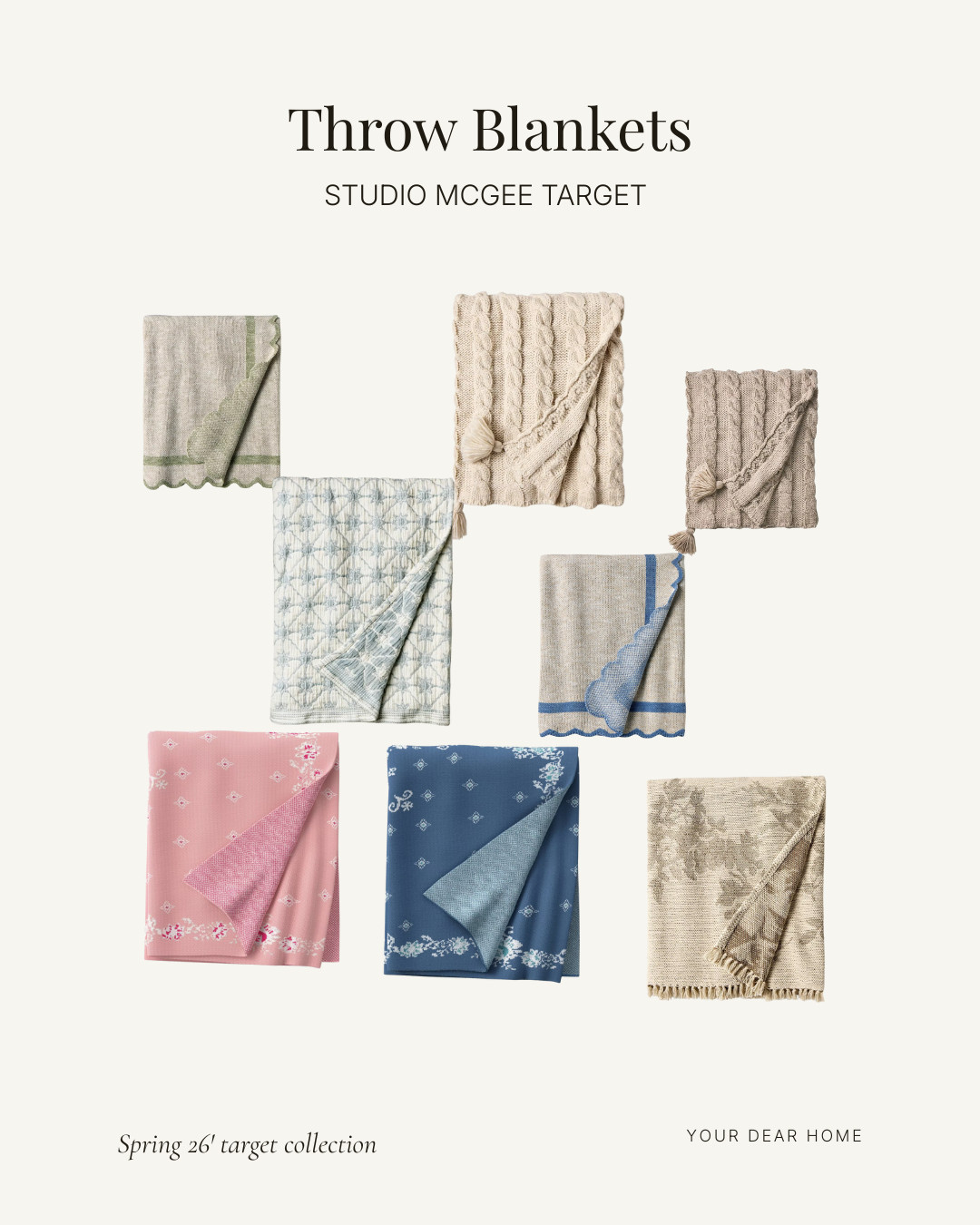 NEW Studio McGee Target Spring 2026 Collection is releasing 12/28 and here's their throw blankets from the collection. Aren't they so pretty and timeless!? 

 #LTKSeasonal #LTKHome