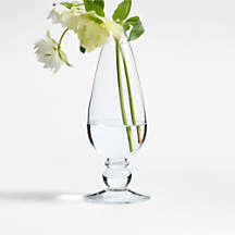 Ophelia Tall Clear Glass Bud Vase 8" + Reviews | Crate & Barrel | Crate & Barrel