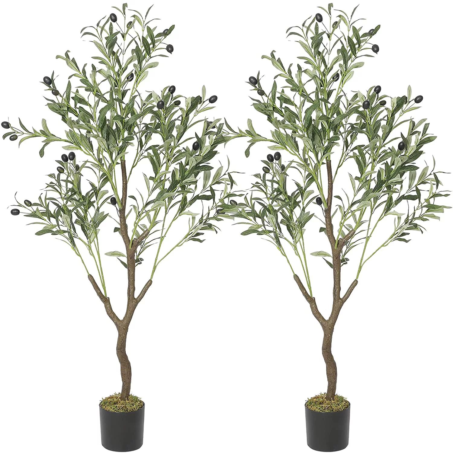 Artificial Olive Tree 4ft Tall Fake Potted Olive Silk Tree Large Faux Olive Branches and Fruits A... | Walmart (US)
