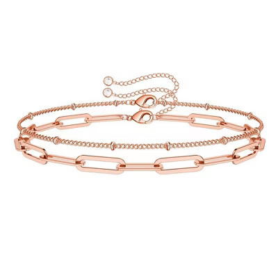 Turandoss Rose Gold Plated Paperclip Link Bracelets for Women Girls, Adjustable Chain Bracelet, Jewelry, Graduation Gifts for Women, Girls, 2026 | Target