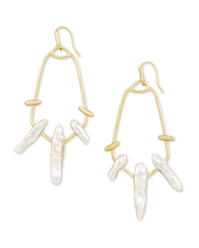 Eileen Gold Statement Earrings in White Pearl | Kendra Scott