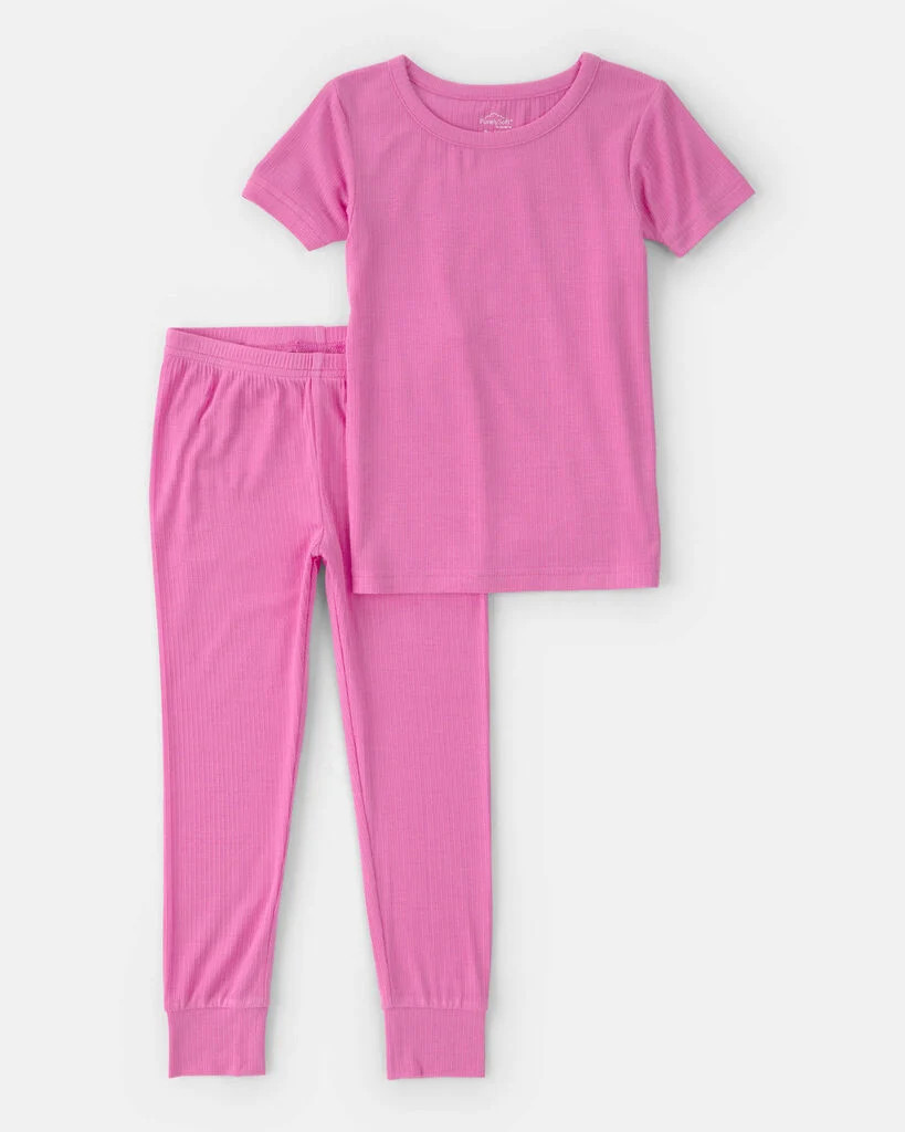 Carter's toddler girl purelysoft short-sleeve snug fit 2-piece pajama set 3T Pink | Carter's Inc