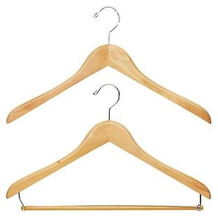 Premium Wooden Hanger w/ Trouser Bar Natural | The Container Store