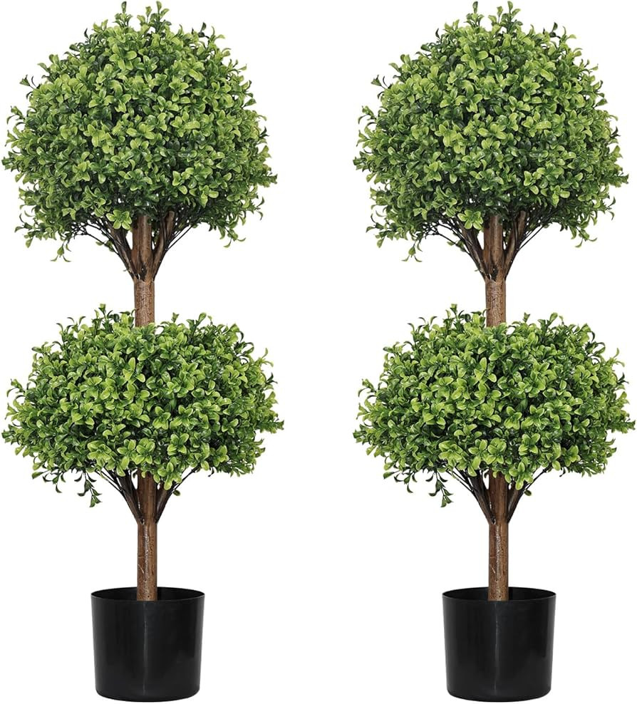 THE BLOOM TIMES 40" Tall Artificial Boxwood Double Ball Topiary Trees, UV Resistant Large Fake Po... | Amazon (US)