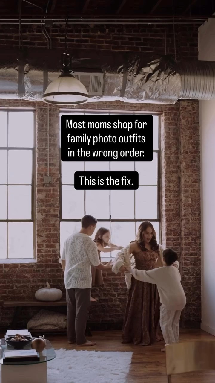 Stop picking the dress first. It doesn’t help coordinate the whole family. Start with this instead 👇

Here’s the mistake almost everyone makes: you find one outfit you love (usually mom’s dress), buy it, and then try to build everyone else’s outfits around it. By the time you get to the kids and dad, nothing quite works, the colors fight each other, and you end up with a cart full of returns and a family that looks thrown together instead of pulled together.

The fix is to flip the order.

Start with a color palette, not a single piece. Choose 4-5 colors that work together (some of those are neutral), that suit your family, and that fit the location and your photographer’s editing style. THEN shop within that palette for each person.

When you start with the palette instead of the dress, everything coordinates without being matchy. Everyone looks like they belong in the same photo. And you stop wasting money on pieces that don’t end up working.

It’s one small change in order, and it makes all the difference.

Want help getting your palette right? I made a FREE Family Photo Outfit Style Guide that walks you through exactly how to do this. Grab it in my bio 🤍