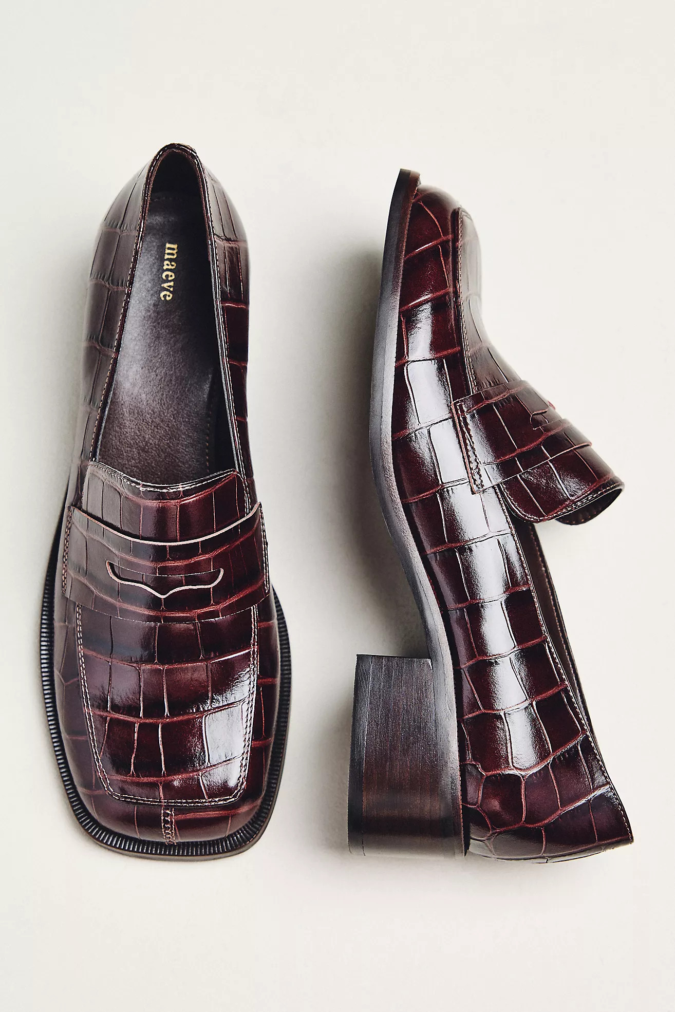 Maeve Square-Toe Loafer Heels | Anthropologie (US)